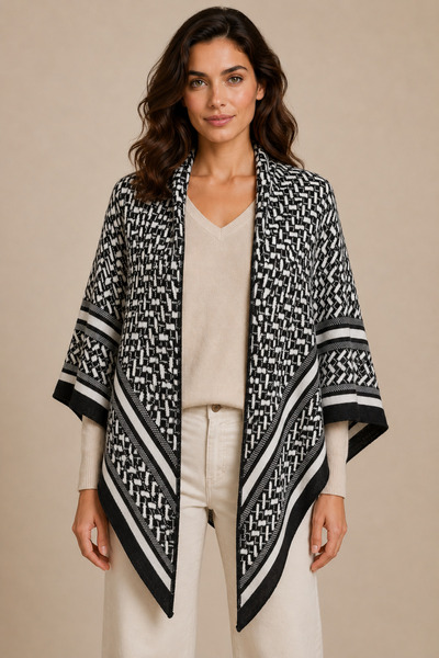Sebir Moda Patterned Triangle Knitwear Shawl