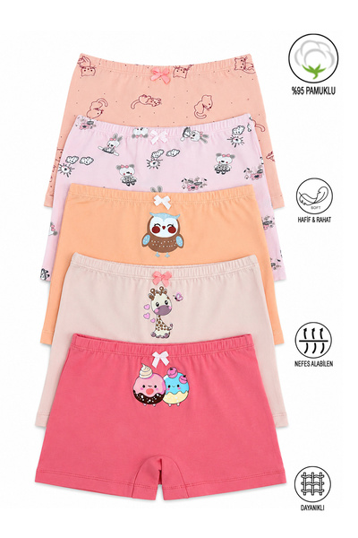ÖZKAN underwear Özkan 41602 5 Pack Girls' Mixed Color Pattern Βαμβακερό μαλακ...