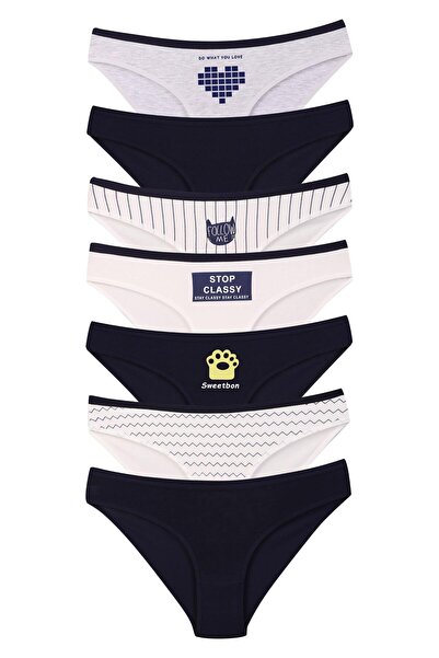 Dominant Women's Navy Blue White Cotton Panties 7 Pack