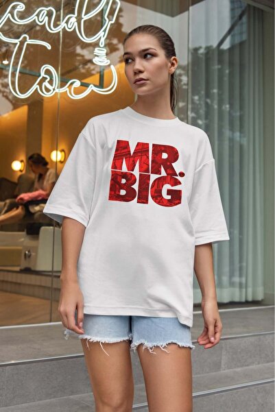 buzagi tasarım ürünleri تي شيرت أبيض للجنسين من Mr Big Oversize