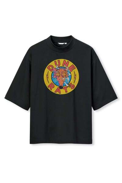 buzagi tasarım ürünleri Dune Rats Digital Print Oversize Black Unisex T-Shirt