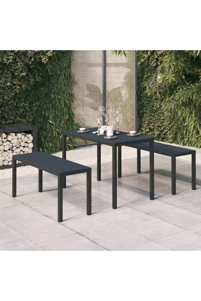 Concept Set mobilier de grădină, 3 piese, negru, WPC și oțel