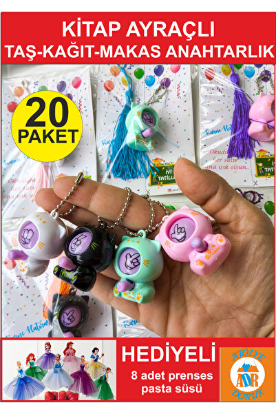Atölye Doruk 20 ADET KARNE Hediyesi -Kitap Ayraçlı Taş-Kağıt-Makas Anahtarlık...
