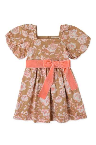 Gingersnaps Girls' Floral Print Dress with Waist Tie