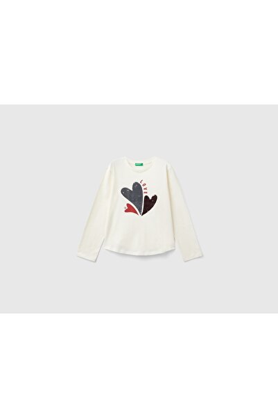 United Colors of Benetton Girls' Long Sleeve T-Shirt with Round Neck and Print