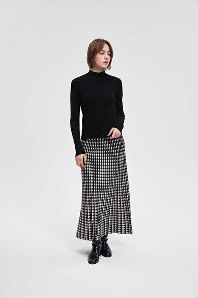 menta Wide-Leg Checkered Midi Skirt