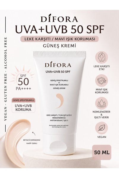 Difora Spf50+ Anti-Blemish Brightening Tone Equalizing Moisturizer Mineral Filtered Tinted Sunscreen 50ml