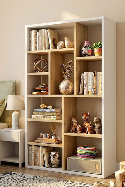 Yurupa Korrion Kitaplık 124cm Sepet-Beyaz KOR1-SW