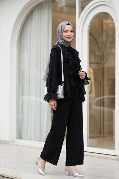 Modamorfo Lace-Up Front, Fold-Over Collar, Elasticated Sleeves, Lined Pants, ...