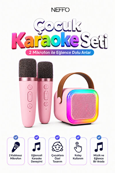 NEFFO Bluetooth Karaoke Mikrofon ve Taşınabilir Hoparlör | Çok İşlevli Müzik ...