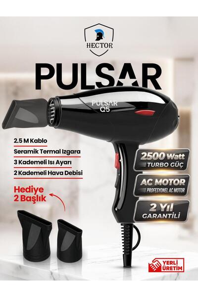 Hector Pulsar Q5 Profesyonel Saç Kurutma & Fön Makinesi 2500W Performans - Siyah