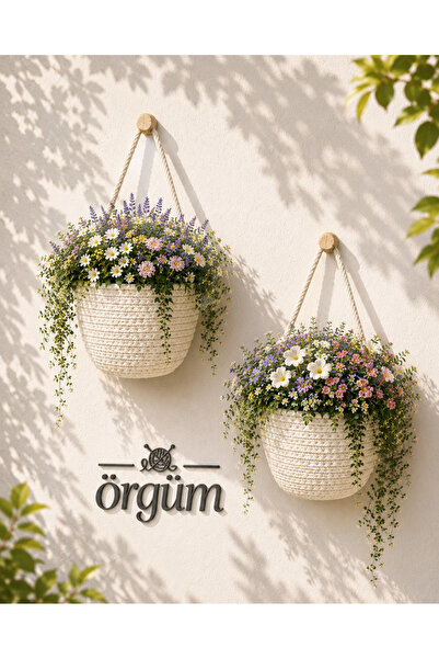 ÖRGÜM Coș decorativ, set de 2 mini organizatoare pentru ghivece cu flori 12x1...