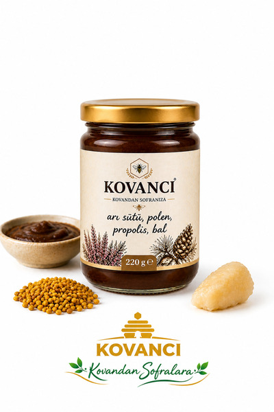 KOVANCI GIDA Arı Sütü Polen Propolis Bal Karışımı 220 g- Katkısız