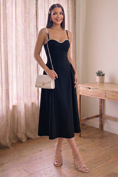 ALFUDO Moda Collection Rochie de seară de absolvire, cu bretele, brodată cu p...