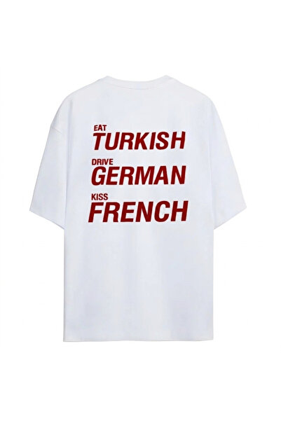 SVART WEAR Mănâncă turcesc Condu germană Sărută franceză Tricou unisex suprad...