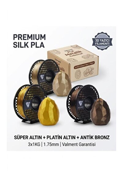 MisterionStudio Valment PLA Silk Metal Collection 3x1KG Filament Seti 1.75mm ...