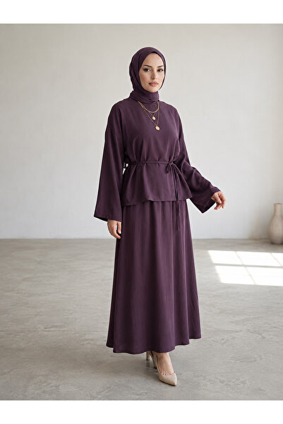 Lunsera Store Back Zippered Skirt Suit - Burgundy