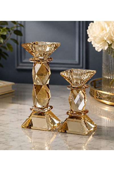 zepce design 2'li Kristal Cam Mumluk &Şamdan
