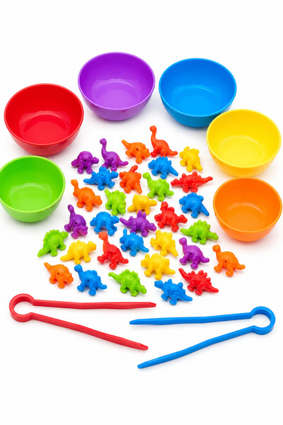 DAT Dinosaur Color Sorting & Counting Toy Set, 36 Pcs Rainbow Dino Figures wi...