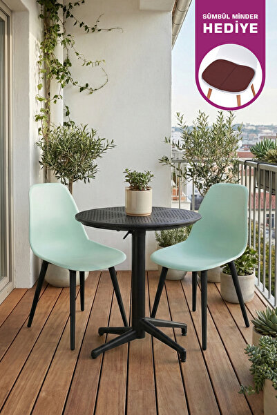 VİLİNZE Tilia Plastik Bahçe Balkon Bistro Seti Katlanır Masa 60*60 cm