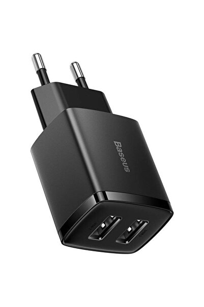 Baseus Încărcător rapid compact, 2x USB, 10.5W (negru)