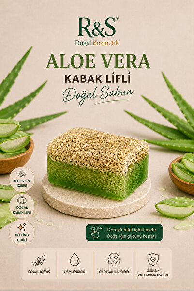 R&S Doğal Kozmetik Kabak Lifli Aloe Vera Sabunu - Doğal Peeling Ve Nemlendiri...