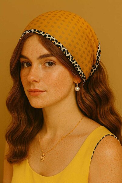 Handmade Betty Bands Yellow Leopard Edge Trimmed Women's Scarf Bandana Neck S...