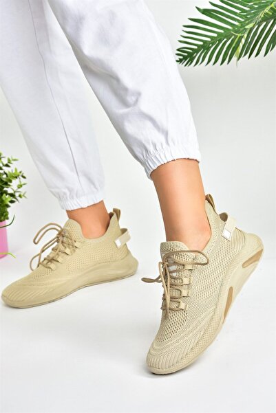 Fox Shoes Bej Triko Kumaş Kadın Spor Ayakkabı M702006204