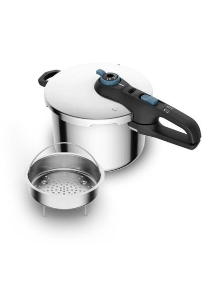 TEFAL Oală sub presiune SECURE TRENDY 6L + coș din oțel inoxidabil