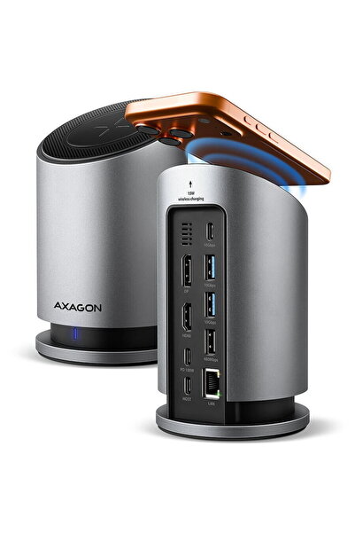 Axagon HMC-WL9, 3 x USB-A, 1 x DisplayPort, 1 x HDMI, 3 x USB-C, 1 x RJ45, Gri