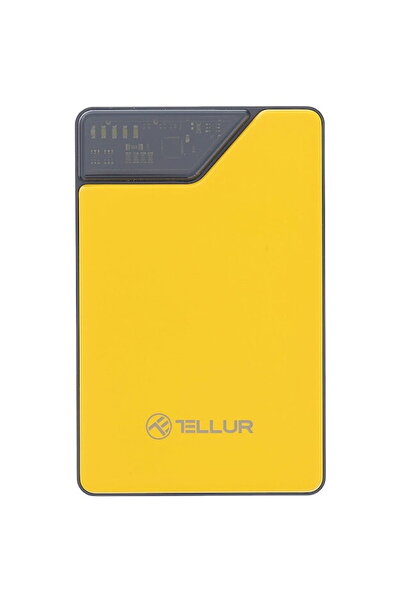 TELLUR TLL158451 10000mAh, cabluri USB-C + Lightning incluse, QC3.0, PD, galben