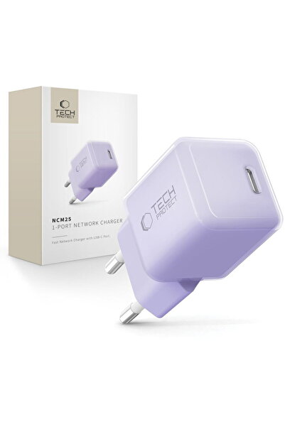 Tech-Protect ГЋncДѓrcДѓtor de reИ›ea NCM25 cu 1 port, PD 25W, baby purple
