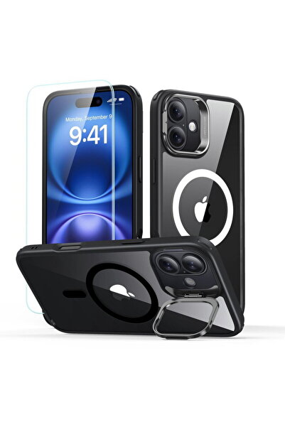 ESR Husă pentru iPhone 16 + Folie - Classic Hybrid HaloLock Kickstand - Negru...