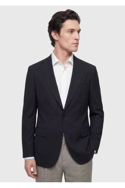 Ramsey Black Shirt Shoulder Slim Fit 100% Wool Jacket