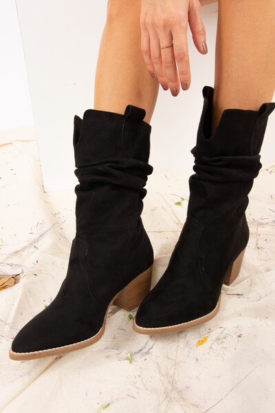 Fox Shoes Ghete de damă din piele intoarsa neagra J404040002