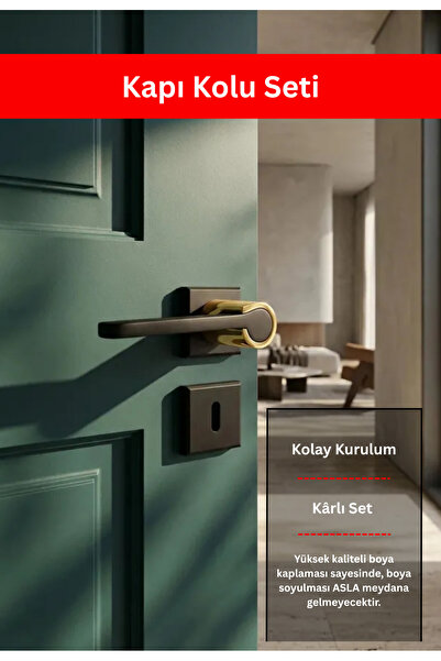 zerafev Lüks Zarafet Kare Rozetli Alüminyum Kapı Kolu (Kapı Kulbu) (Oda Tipi)...