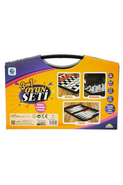 TWOX Smile Games 3 ü 1 Arada Çantalı Oyun Seti Dama Satranç Tavla