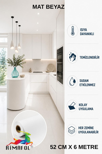 RİMAFOL Folie de acoperire pentru mobilier și dulap Rimafol alb mat 52cmx6m