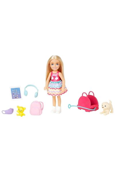 Barbie Aksesuarlı Chelsea Bebek Seyahatte FWV20 - Gökkuşağı Elbiseli Chelsea