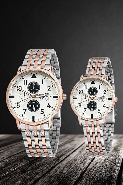 Korikom Sevgili Saatleri 5 Atm Su Geçirmez Gümüş/rose-gold Sevgili Kol Saatle...