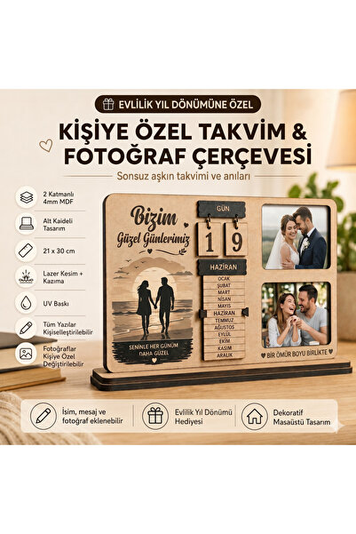 Kutup Yıldızı Tasarım Atölyesi Kişiye Özel Takvim ve Fotoğraf Çerçevesi Hediy...