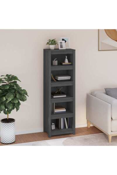 Concept Bibliotecă, gri, 50x35x154 cm, lemn masiv de pin