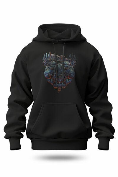 buzagi tasarım ürünleri Judas Priest Digital Print Hooded Unisex Sweatshirt