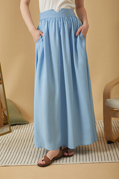 ZÜLAYS Gathered Modal Skirt Baby Blue