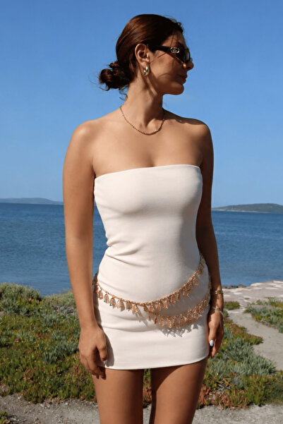 Sun Pieces Kalpli Rose Gold / Light Gold Renk Kadın Zincir Kemer, Ayarlanabil...