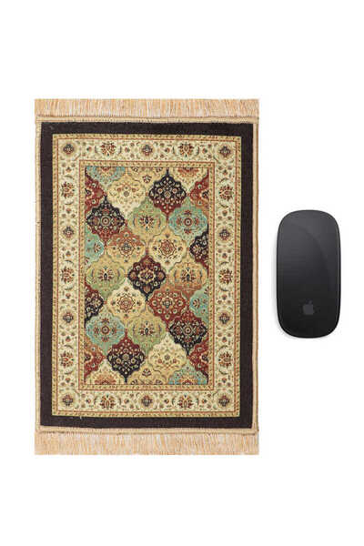 Bursa İpek Siyah Dekoratif Küçük Halı Mousepad