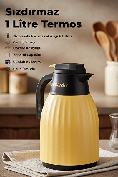 Bernardo Elantra Glass Thermos 1 Liter Mustard