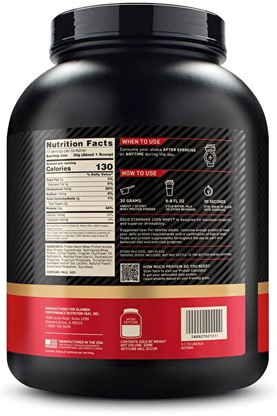 Optimum Nutrition Optimum Nutrition Gold Standard 100% Whey Protein Powder, Coffee, 5lb (2.26kg) (75 servings)