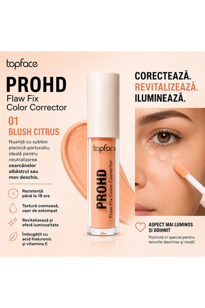 TOPFACE Corector colorat PROHD pentru imperfectiuni