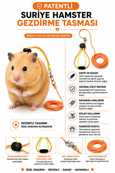 ozzipetshop Suriye Hamster Gezdirme Tasması-Patentli Tasarım